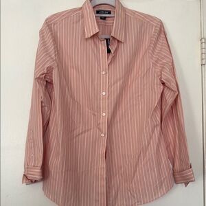 Lands' End Pink Stripe Casual Button Down Shirt